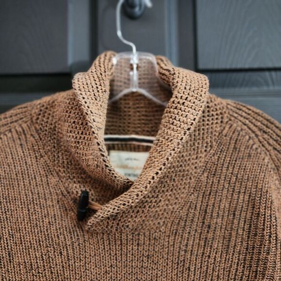 Weatherproof Vintage Shaker Toggle Shawl Collar Sweater in Brown Sugar - Picture 6 of 12
